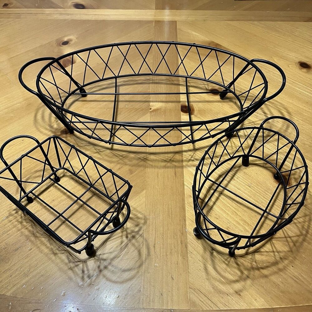 Temp-tations Black Wire Serving Racks Replacement Lot of 3 Oval Assorted Size